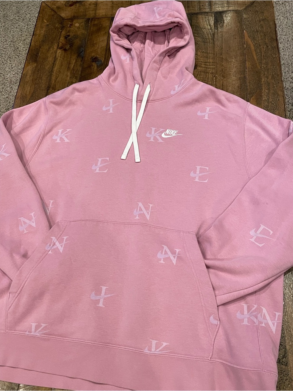 Nike Pink All-Over Logo Pullover Hoodie
